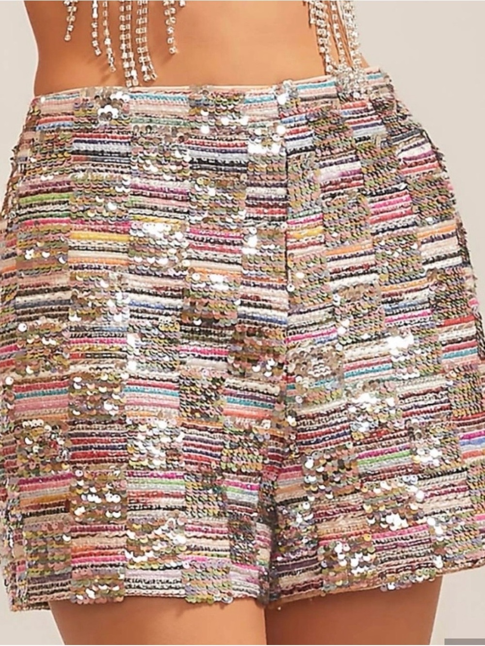 Main Strip NWT Multi-Color Sequin Tweed Women’s Shorts Size M